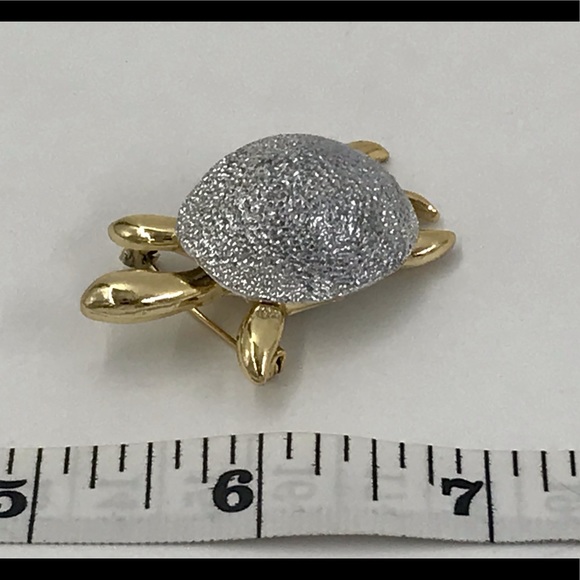Vintage Gold and Silver Turtle Brooch Pin - Picture 3 of 8